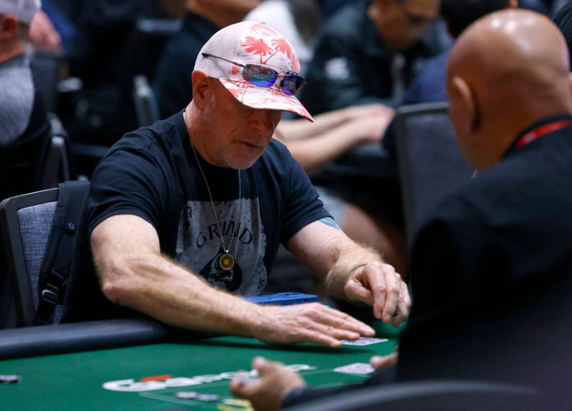 Harlan Karnofsky participates during the first day of the World Series of Poker Main Event at H ...