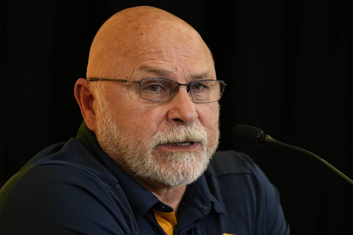 Nashville Predators general manager Barry Trotz speaks during a news conference at the NHL team ...