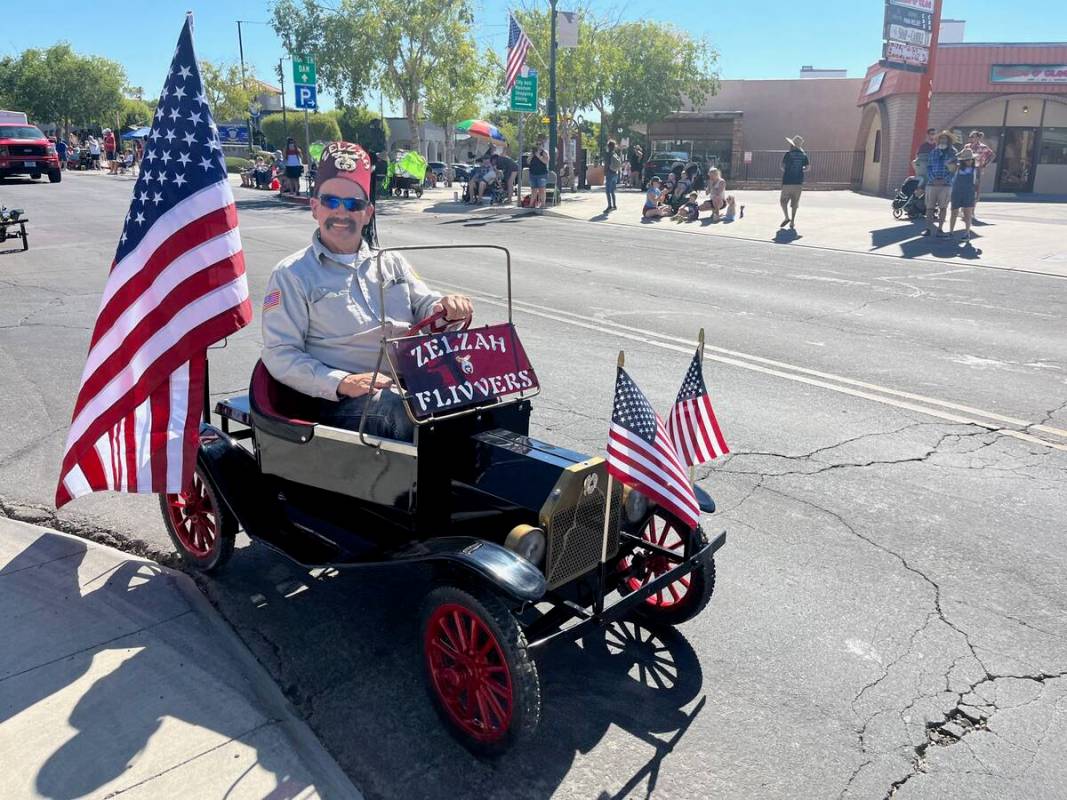 A Shriner in a miniature Model T at Boulder City's 2024 July Fourth celebration (Noble Brigham ...