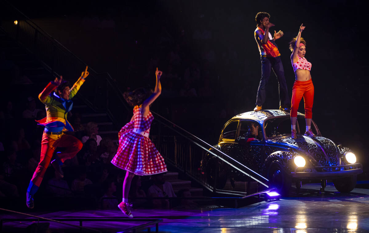 The cast of Cirque du Soleil’s The Beatles “LOVE” performs their second to ...