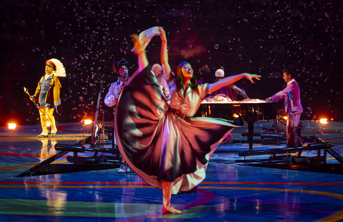 The cast of Cirque du Soleil’s The Beatles “LOVE” performs their second to ...