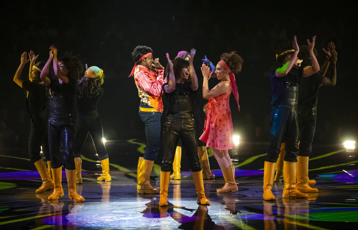 The cast of Cirque du Soleil’s The Beatles “LOVE” performs their second to ...