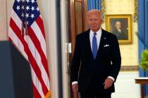 President Joe Biden arrives to speak in the Cross Hall of the White House Monday, July 1, 2024, ...