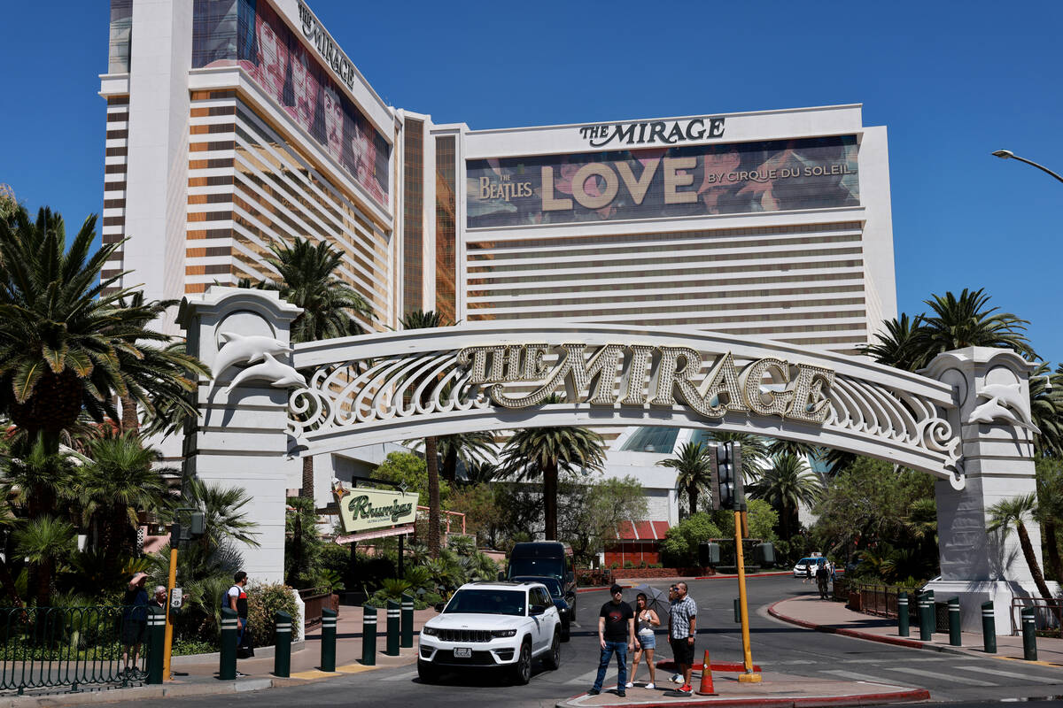 The Mirage is shown on the Strip in Las Vegas Friday, July 5, 2024. The property will close on ...