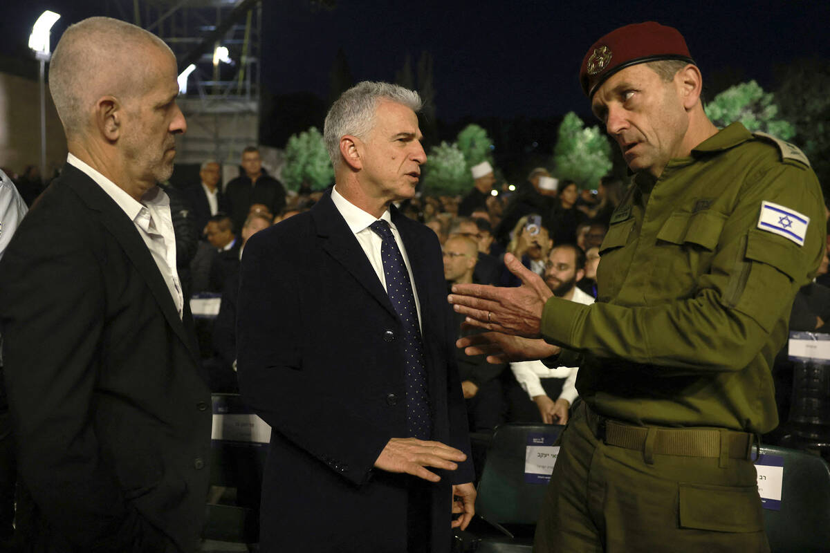 (L-R) Israel's domestic security agency 'Shin Bet' chief Ronen Bar, Mossad Director David Barne ...