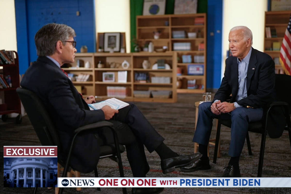 President Joe Biden is interviewed by ABC political commentator George Stephanopoulos Friday, J ...