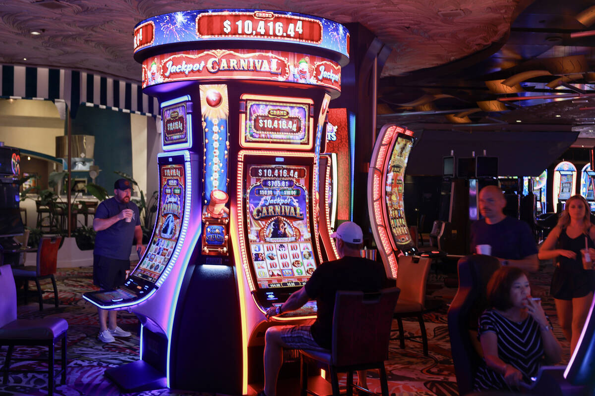 Guest play machines at The Mirage on the Strip in Las Vegas Friday, July 5, 2024. The property ...