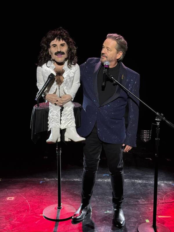 Terry Fator is shown with the Freddie Mercury puppet during "Bohemian Rhapsody" at The Strat Sh ...