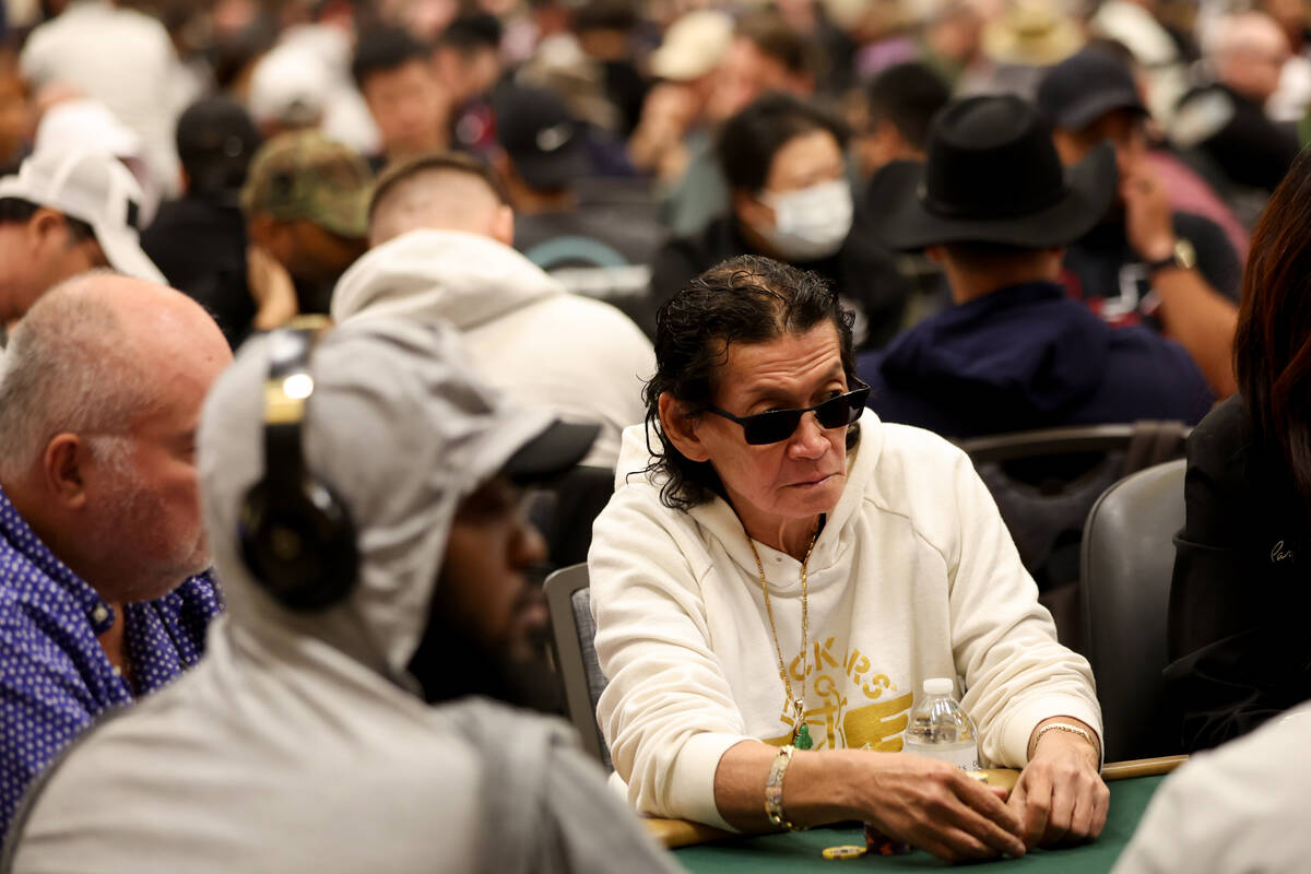 Scotty Nguyen eyes the game during the World Series of Poker main event at Horseshoe Las Vegas ...