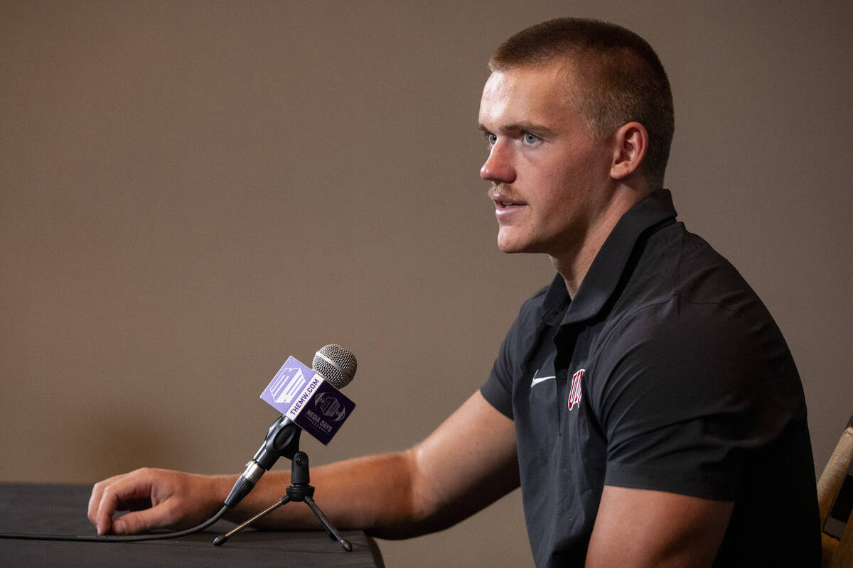 UNLV Rebels linebacker Jackson Woodard speaks during the Mountain West conference media days at ...