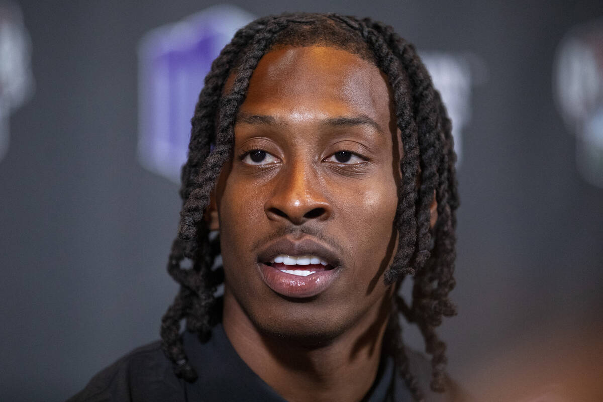 UNLV Rebels wide receiver Ricky White III speaks during the Mountain West conference media days ...