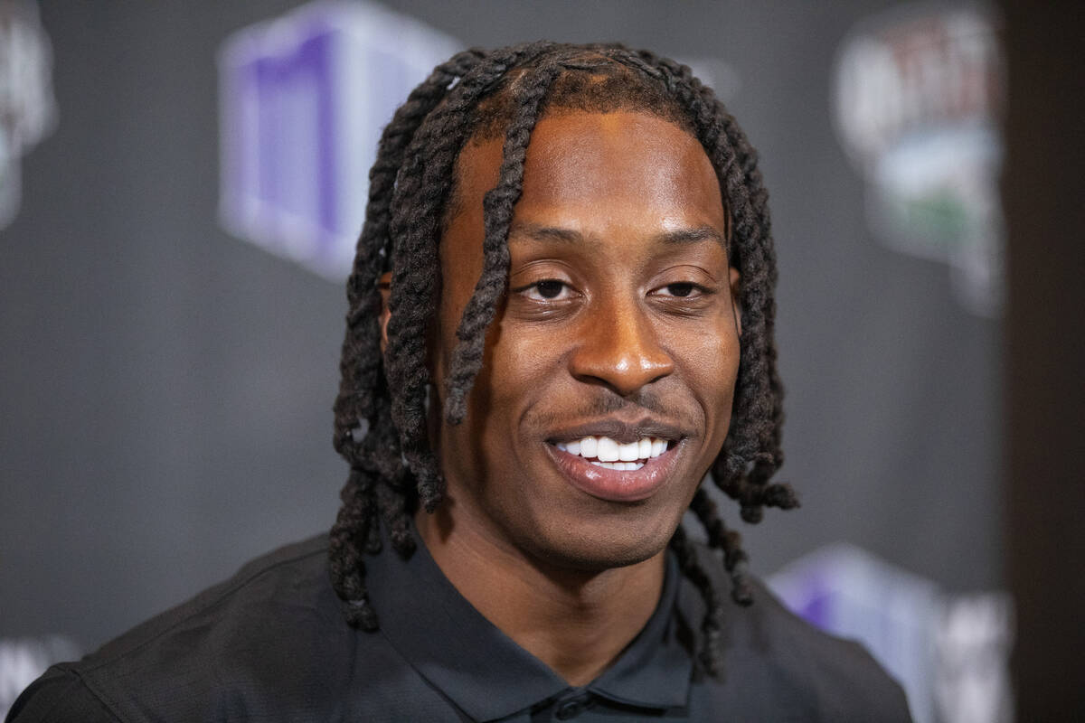 UNLV Rebels wide receiver Ricky White III speaks during the Mountain West conference media days ...