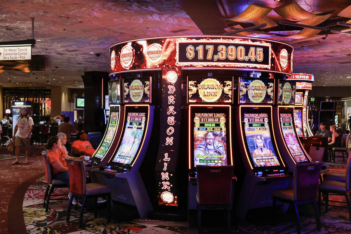 Guest play machines at The Mirage on the Strip in Las Vegas Friday, July 5, 2024. The property ...