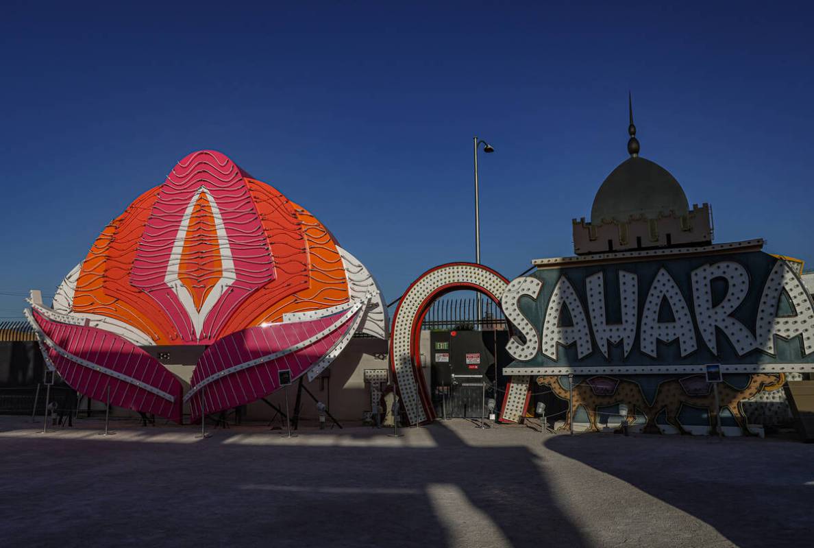 Signs from the Flamingo hotel-casino, all originally from 1976 but from different places on the ...