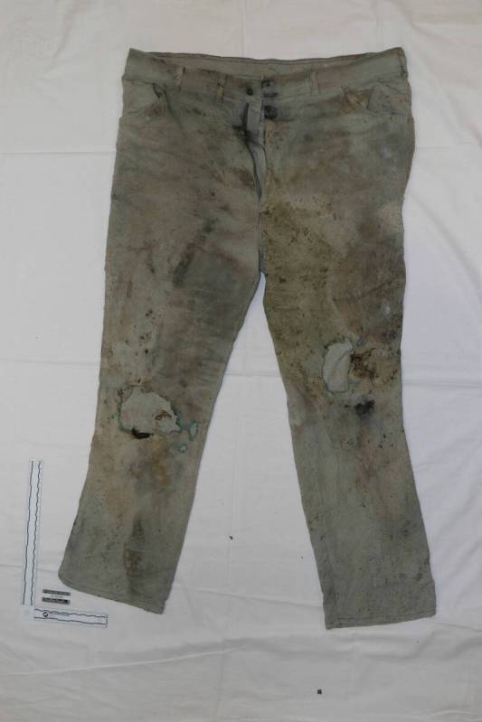 A pair of pants found with human remains found at Lake Mead on Sunday, May 1, 2022. (National M ...