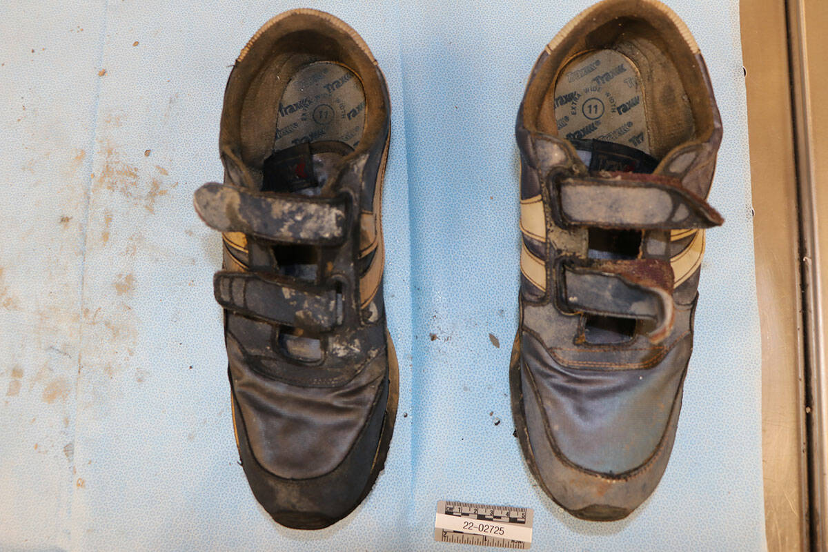A pair of shoes found with human remains found at Lake Mead on Sunday, May 1, 2022. (National M ...