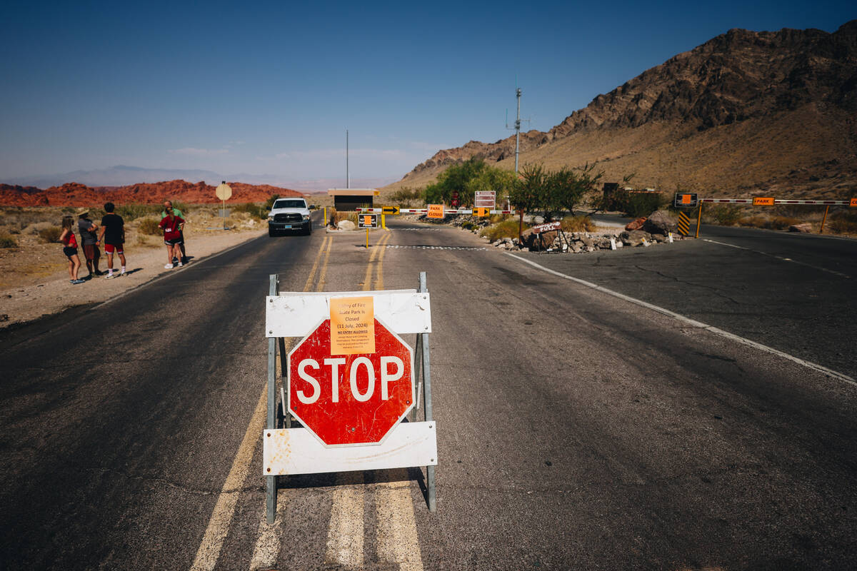 Valley of Fire State Park is closed off to visitors on Thursday, July 11, 2024, in Moapa Valley ...