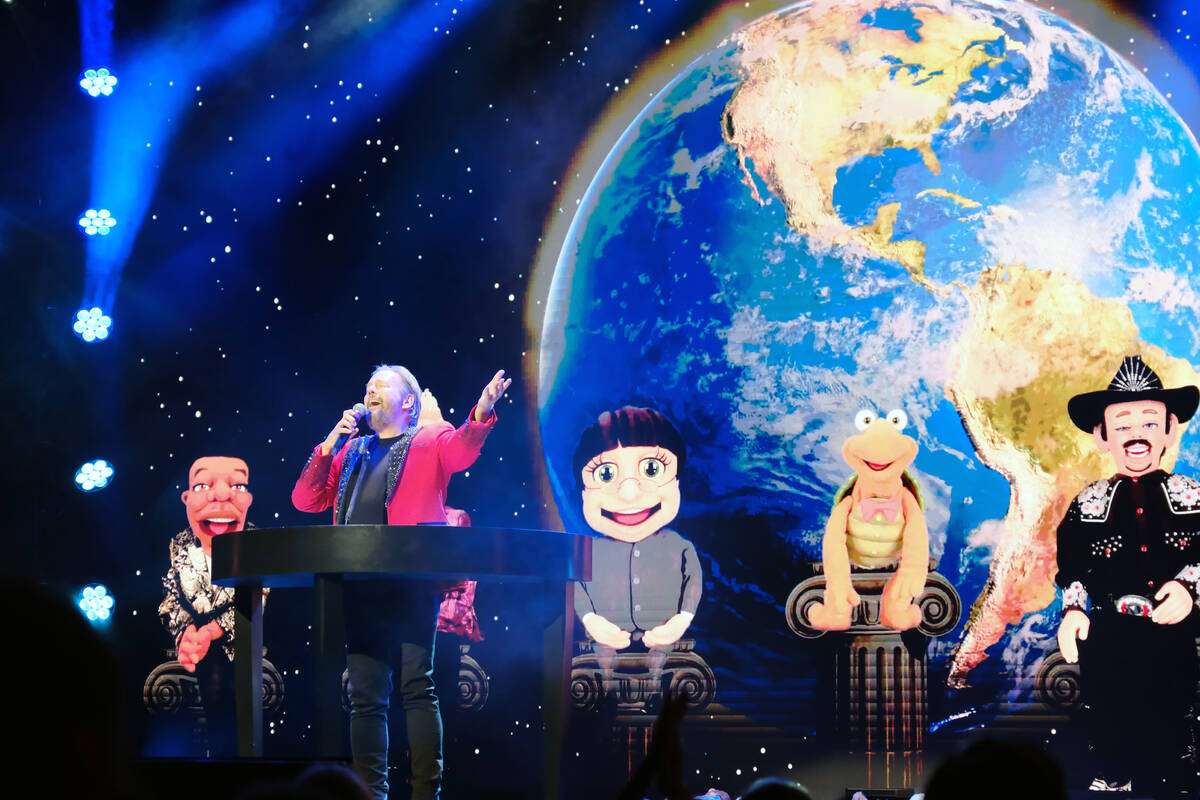 Terry Fator is shown with a collection of his figures at The Strat Showroom on Tuesday, June 18 ...