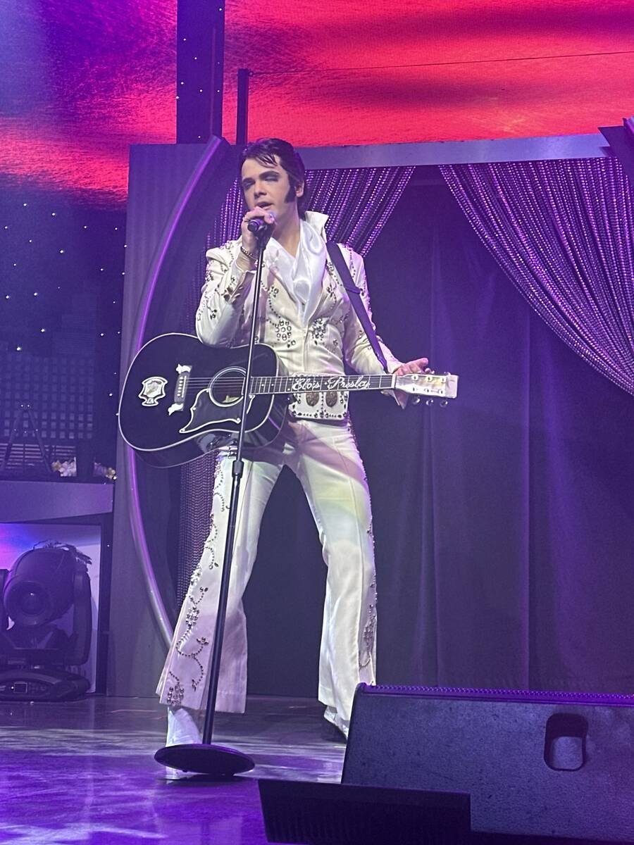 Daniel Durston as Elvis is shown in "The King Comes Home" at Westgate Cabaret on Thursday, July ...