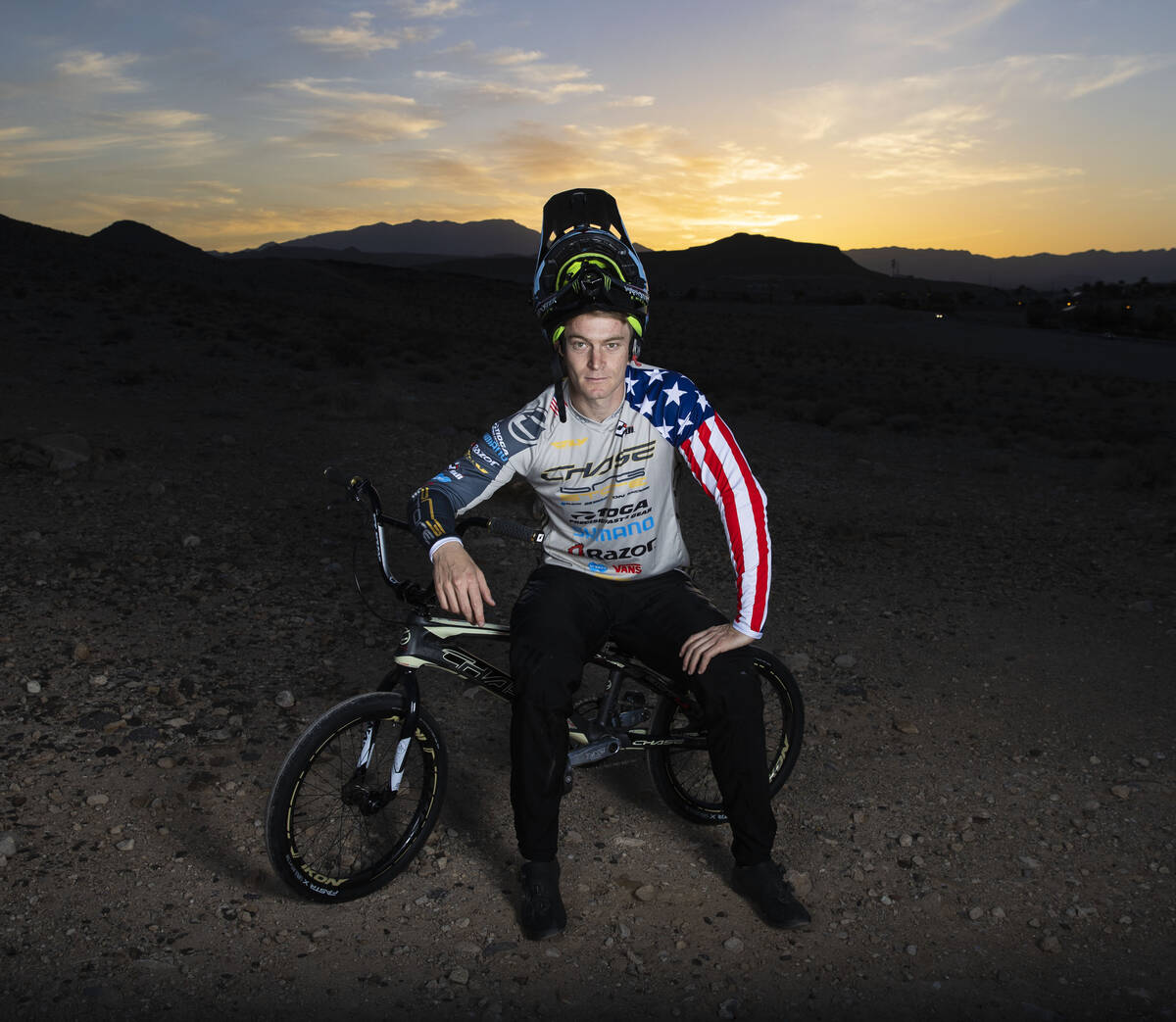 Connor Fields, professional BMX racer, poses for a photo at Olympic Sports Park, on Tuesday, Ap ...