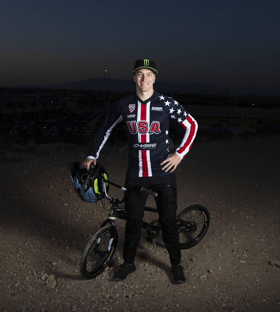 Connor Fields, professional BMX racer, poses for a photo at Olympic Sports Park, on Tuesday, Ap ...