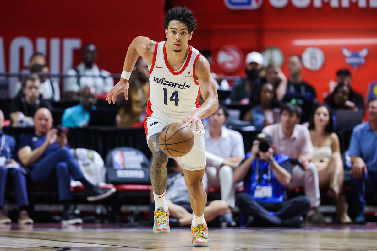 Washington Wizards guard Jules Bernard (14) dribbles the ball down the court during an NBA Summ ...