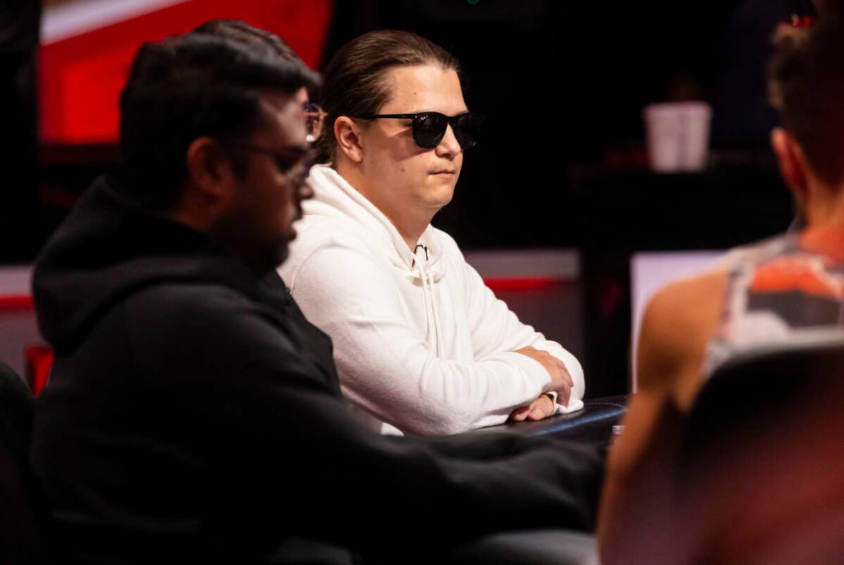 Niklas Astedt, of Sweden, plays in the final two tables of the World Series of Poker Main Event ...