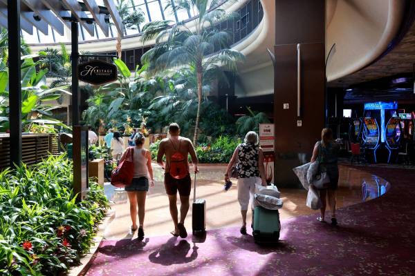 Guests check out at The Mirage on the Strip in Las Vegas Friday, July 5, 2024. The property wil ...