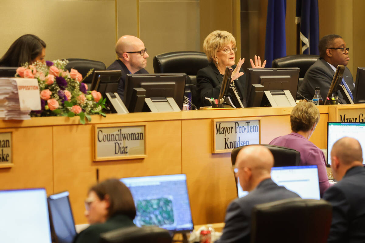 Las Vegas Mayor Carolyn Goodman speaks in the Las Vegas City Council chambers at City Hall on W ...