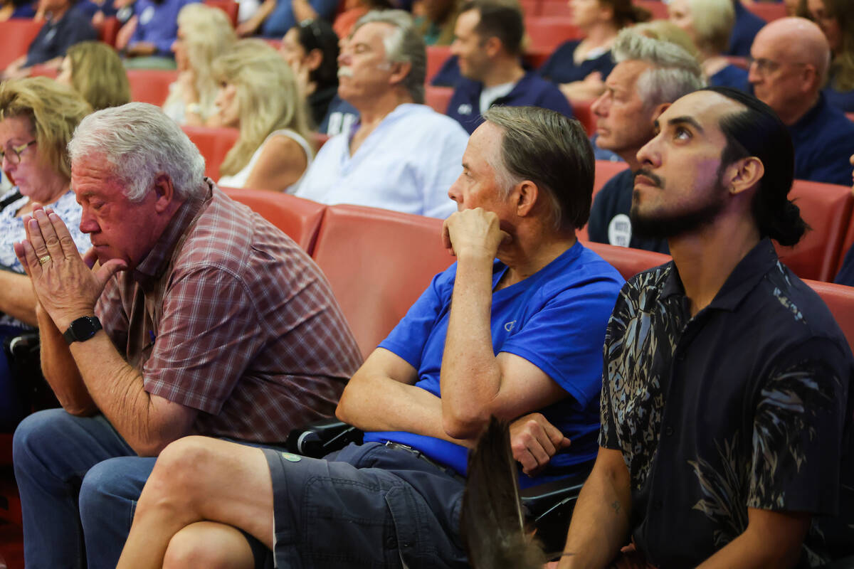 Las Vegas residents wait for city council members to vote on a new Church of Jesus Christ of La ...