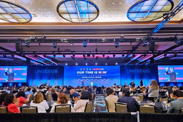 A general view of the UnidosUS convention in Las Vegas, Monday, July 15, 2024. (Ricardo Torres- ...