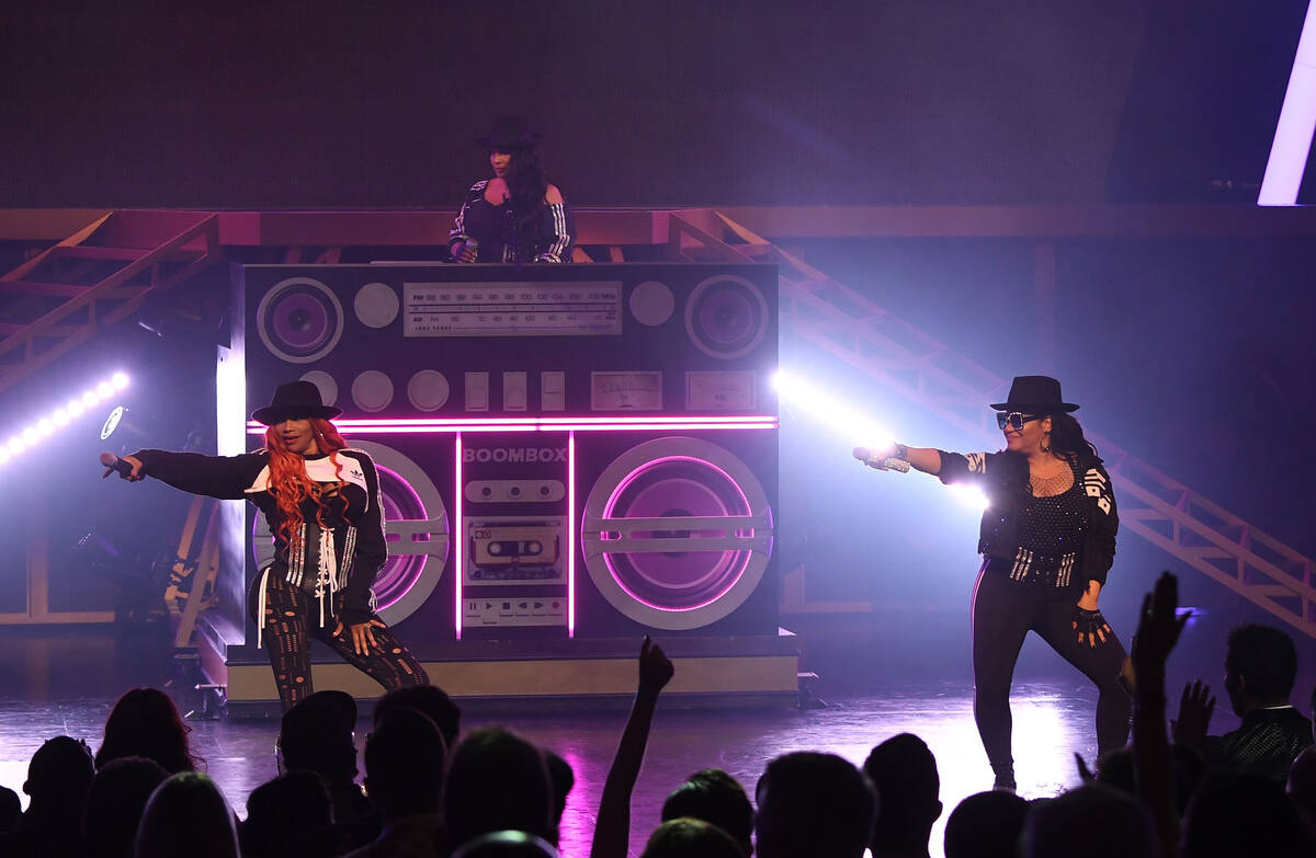 Salt-N-Pepa perform at the premiere of “I Love the 90s — The Vegas Show” at Paris Las Ve ...