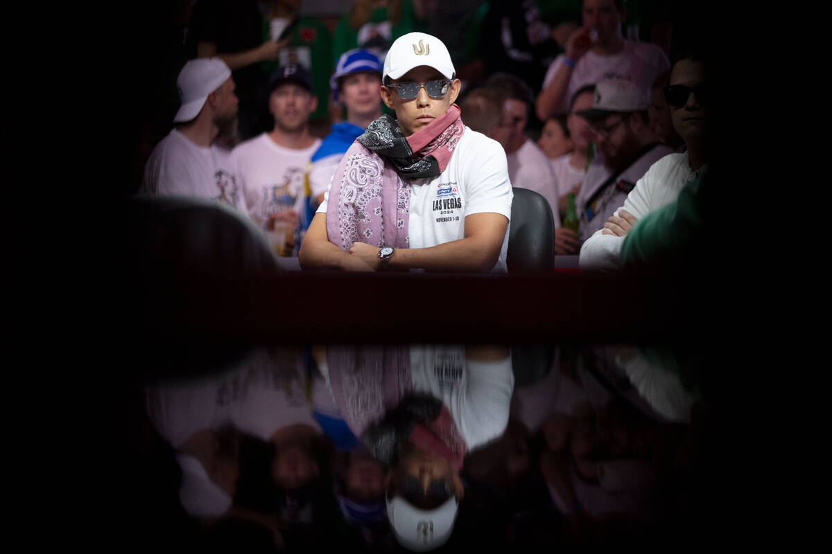 Brian Kim competes in the final table of the World Series of Poker Main Event at Horseshoe, Tue ...