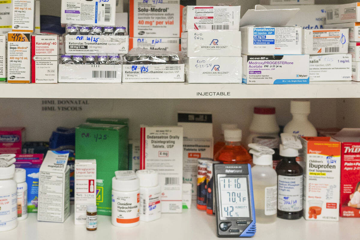 FILE - Temperature and humidity are monitored in a medicine cabinet at a medical center in Cali ...