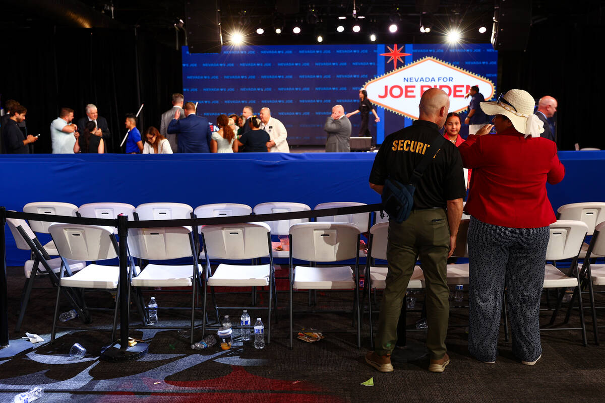 Rally-goers linger after a Biden-Harris campaign event at The Industrial Event Space on Wednesd ...