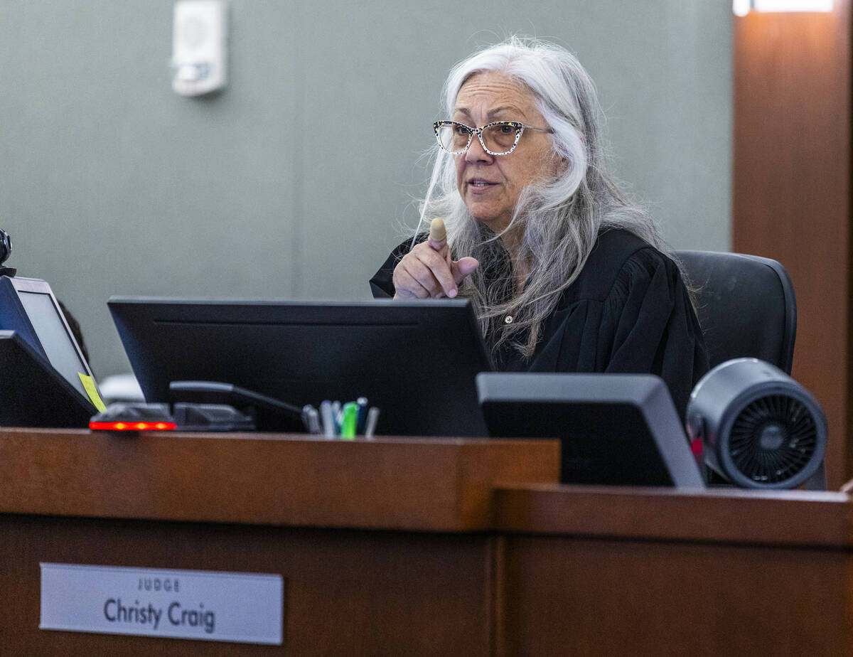 Judge Christy Craig makes a point of emphasis to Jessie Rios and Adrian Rios during their sente ...