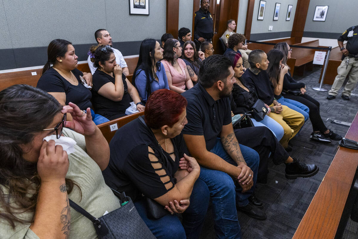 Family members are upset as they listen to proceedings for Jessie Rios and Adrian Rios during t ...
