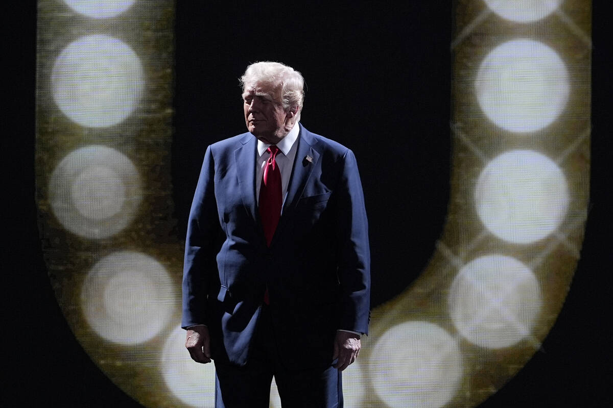 Republican presidential candidate former President Donald Trump is introduced during the final ...