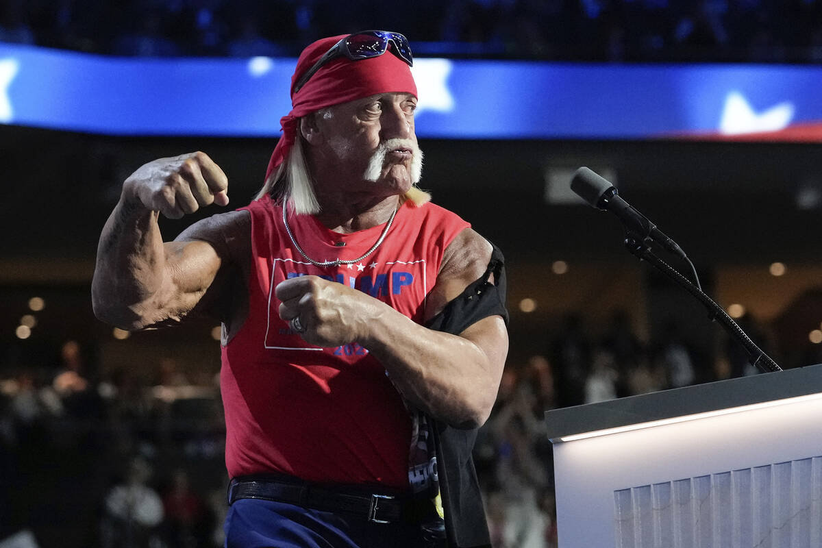 Professional wrestler Hulk Hogan speaks during the final day of the Republican National Convent ...