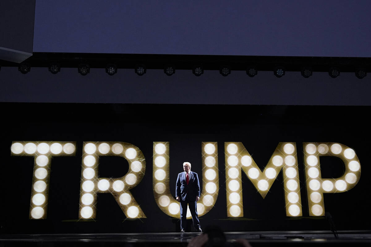 Republican presidential candidate former President Donald Trump arrives to speak during the fin ...