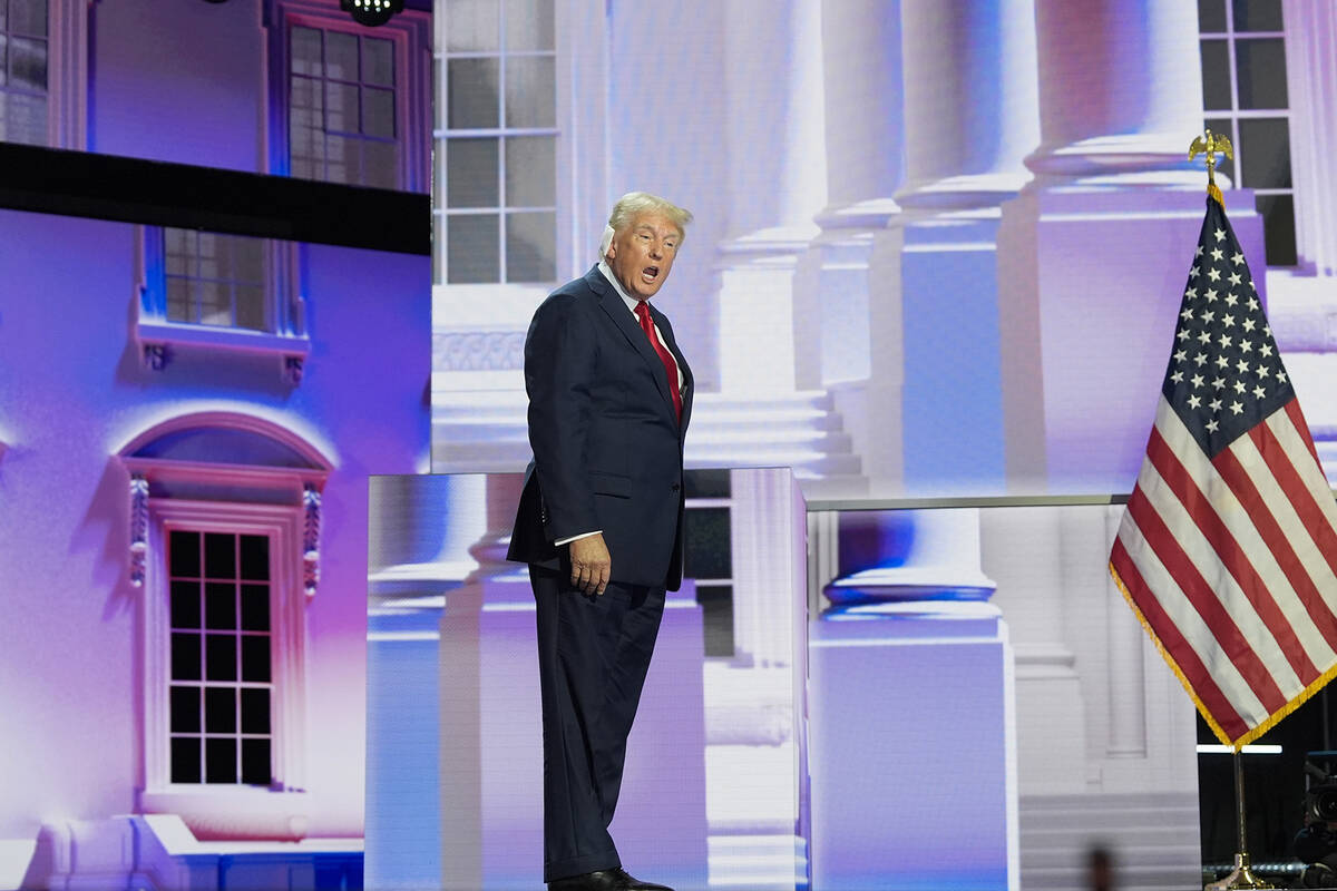 Donald Trump arrives to speak during the final night of the 2024 Republican National Convention ...