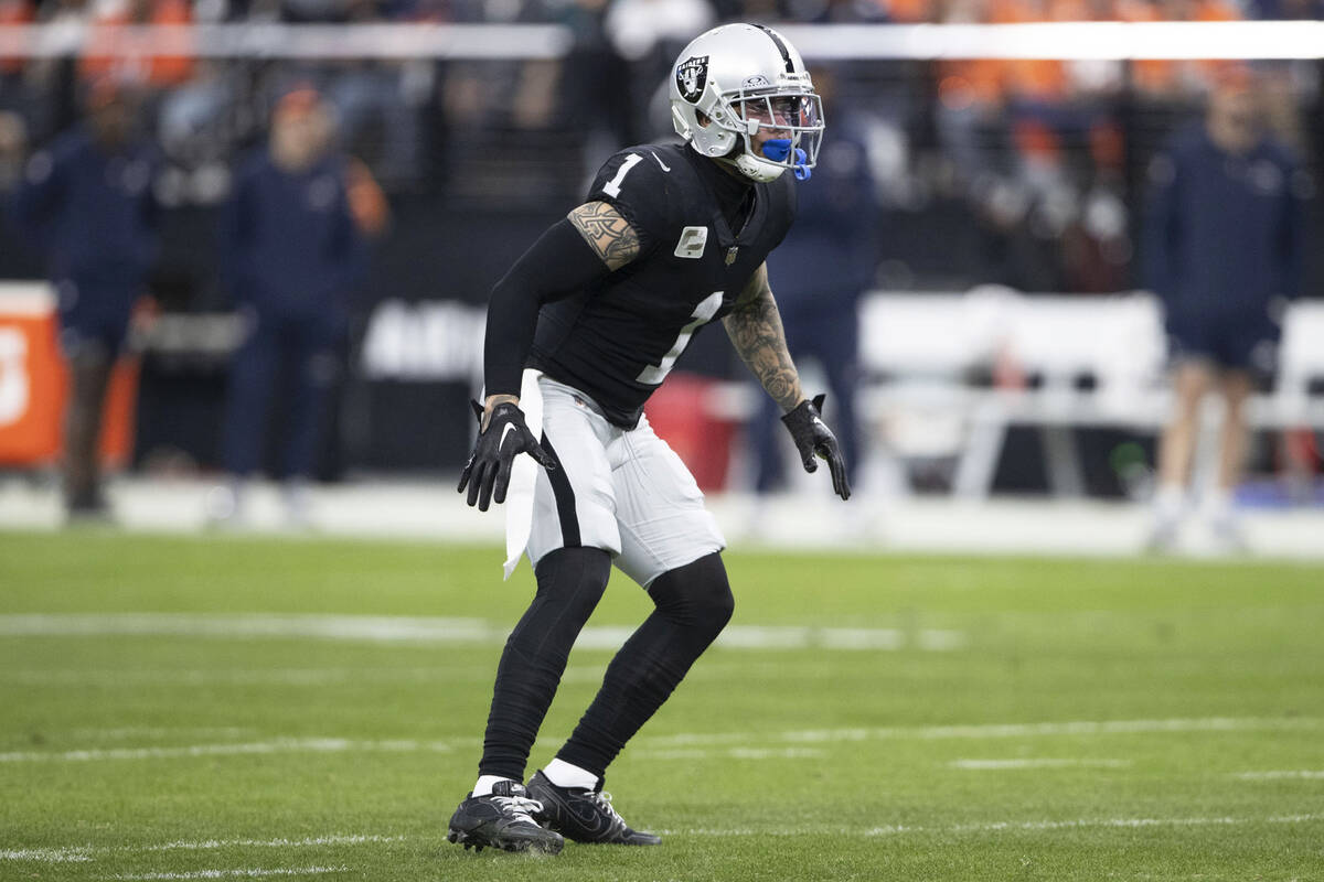 Raiders safety Marcus Epps (1) in coverage during a play during the first half of an NFL game a ...