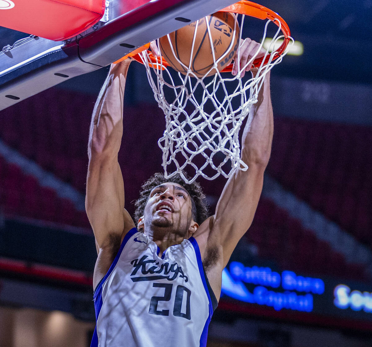 Sacramento Kings guard Colby Jones (20) dunks the ball over the Phoenix Suns during the first h ...