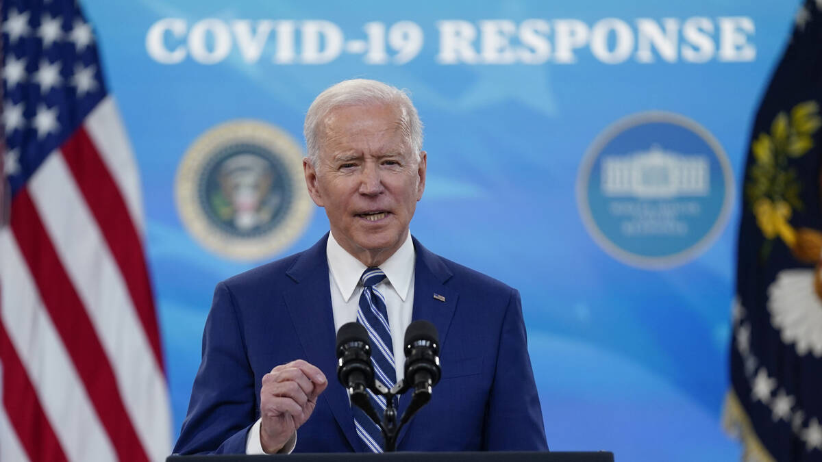 FILE - President Joe Biden speaks during an event on COVID-19 vaccinations and the response to ...