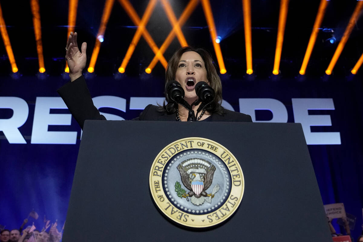 Vice President Kamala Harris speaks at an event in Manassas, Va., Jan. 23, 2024. (AP Photo/Sus ...