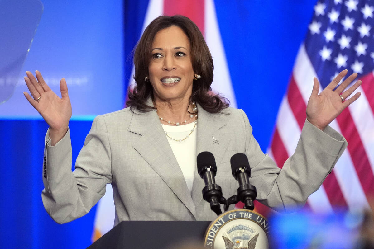 Vice President Kamala Harris speaks at an event May 1, 2024, in Jacksonville, Fla. (AP Photo/J ...