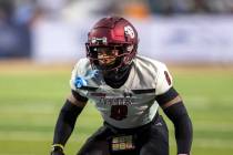 Then-New Mexico State cornerback Andre Seldon Jr. defends during an NCAA football game against ...