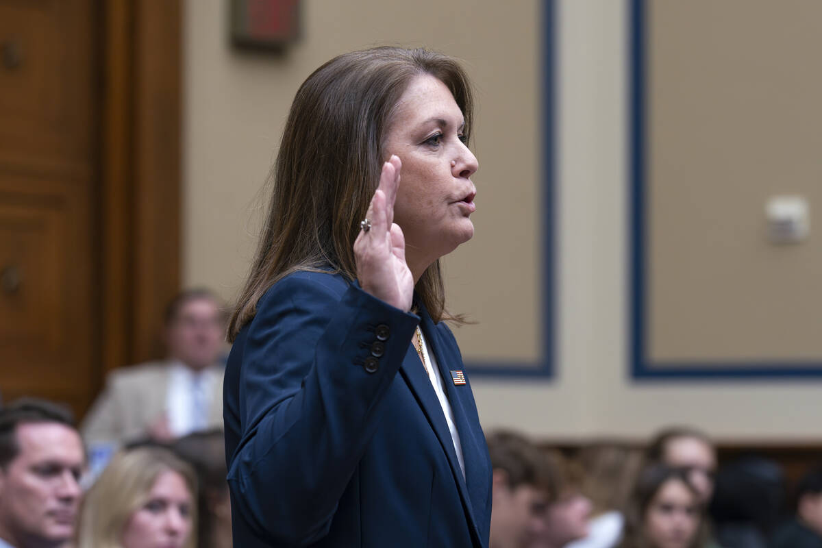 U.S. Secret Service Director Kimberly Cheatle is sworn in to testify before the House Oversight ...