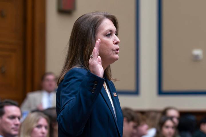 U.S. Secret Service Director Kimberly Cheatle is sworn in to testify before the House Oversight ...