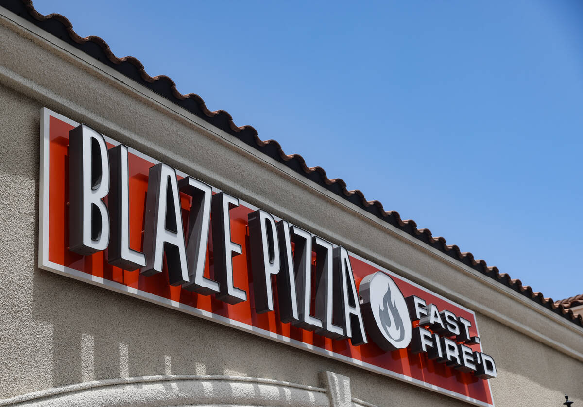 Blaze Fast Fire’d Pizza on Durango Drive in northwest Las Vegas, Monday, July 22, 2024. ...